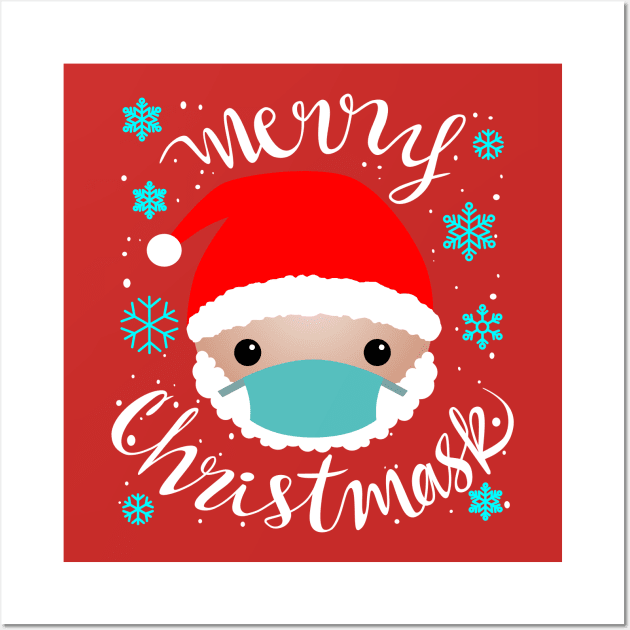 MERRY CHRISTMASK  - Santa Claus design Wall Art by The Trendy Rags